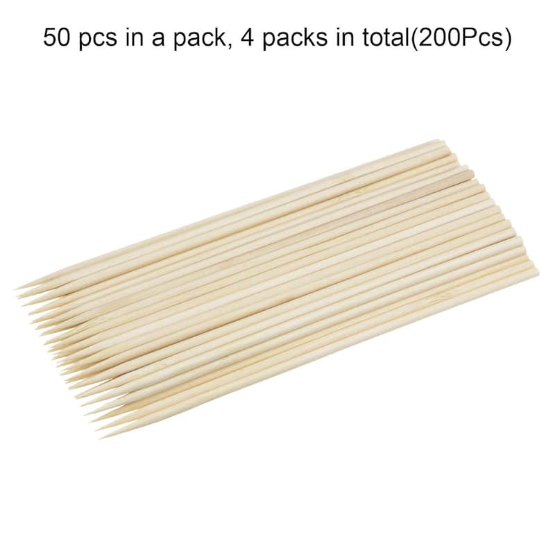 200pcs Bamboo Skewers Sticks 8 Inch 4mm Dia Natural Wooden Cocktail Picks - 8"