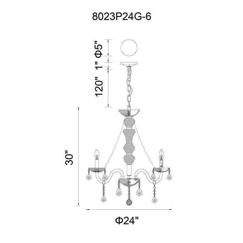 Princeton 6 Light Down Chandelier With Chrome Finish