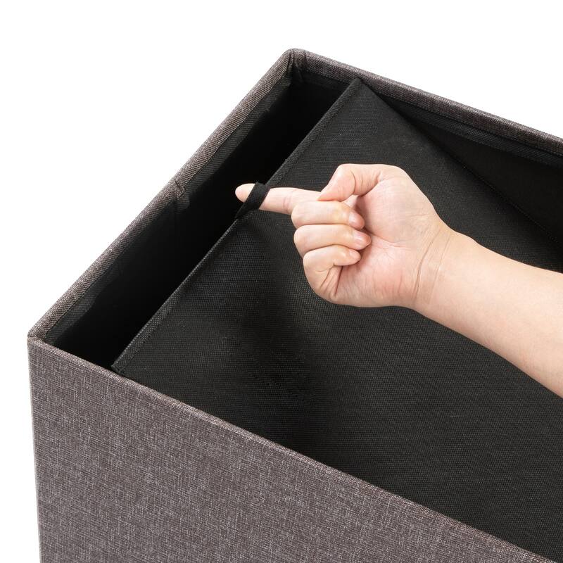 30 Inch Smart Lift Top Button Tufted Fabric Storage Ottoman by Crown Comfort