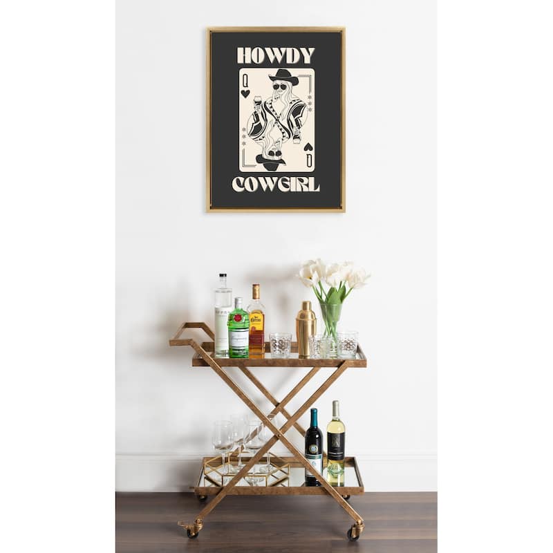 Kate and Laurel Sylvie Howdy Cowgirl Queen Framed Canvas by Honey Island Studio