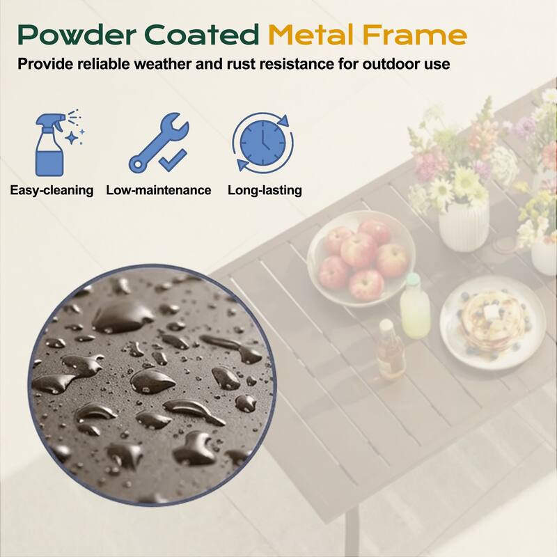 Aoodor Patio Metal Dining Table with Adjustable Umbrella Hole