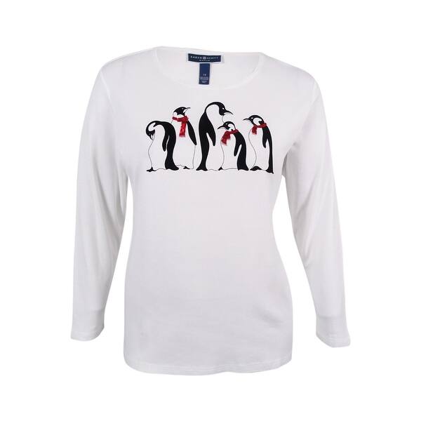 Shop Karen Scott Women S Plus Size Penguin Graphic Top 1x Bright