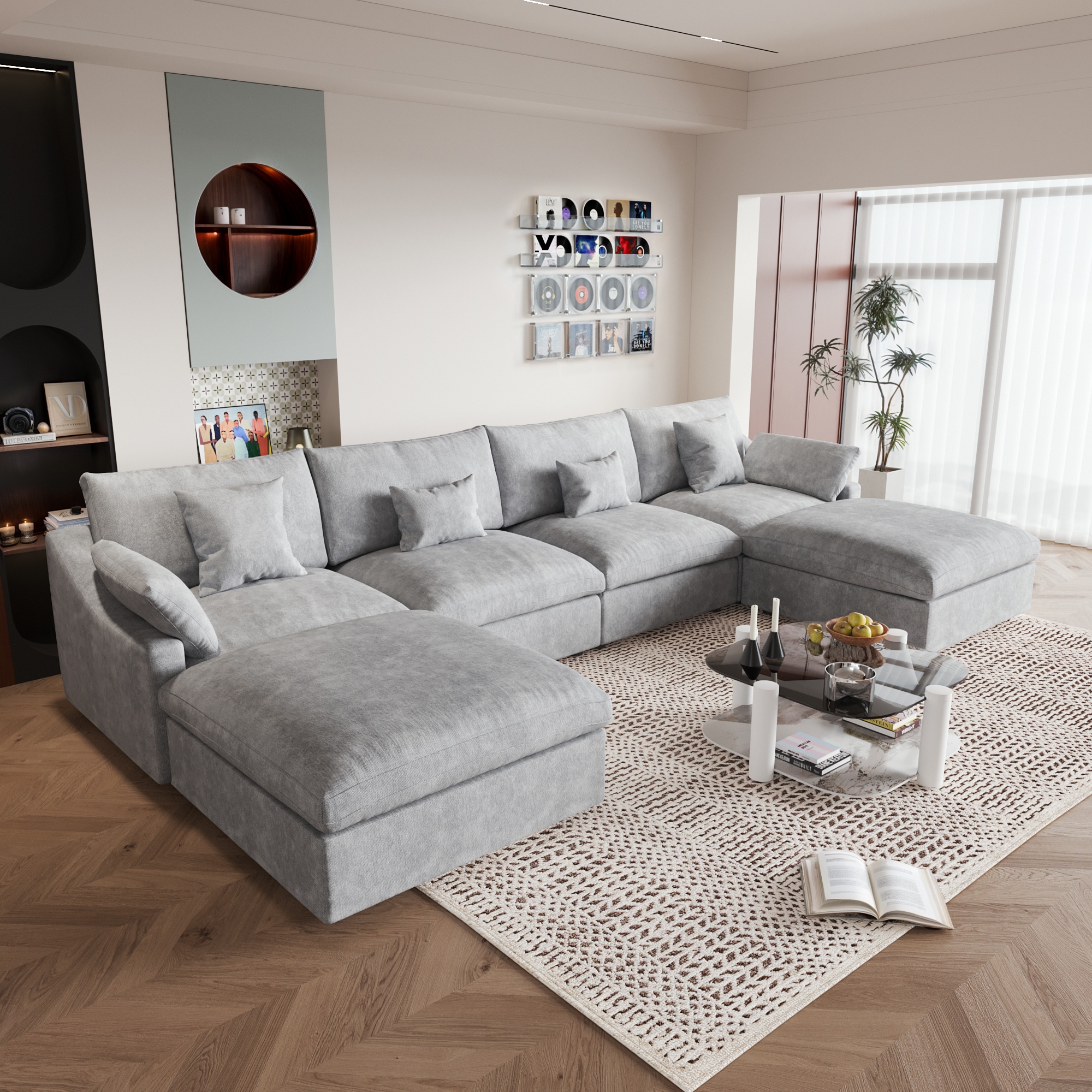 Cloud Modular Sectional Sofa with 2 Storage Ottomans,157 Cloud Modular Sectional Sofa with 2 Storage Ottomans,157