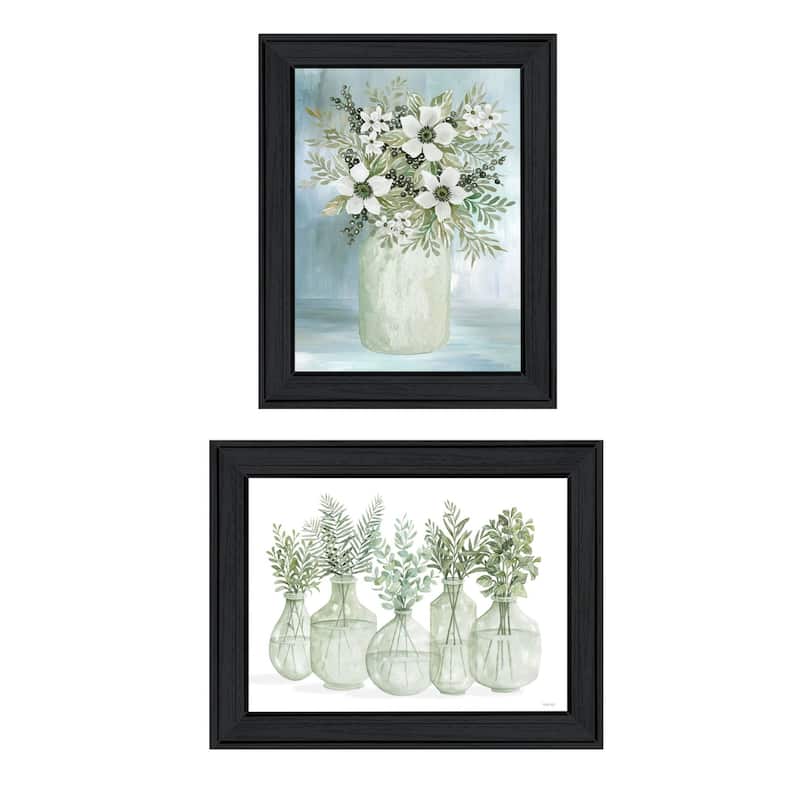 Trendy Decor 4U "Simply Sage 1" Printed Framed Wall Art by Cindy Jacobs - Charcoal - 19 x 15