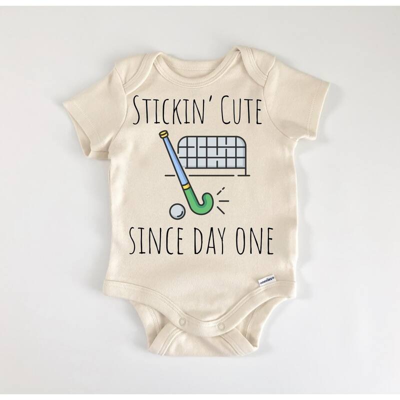 Field Hockey - Baby Boy Girl Clothes Infant Bodysuit Funny Cute - White - 6-9M