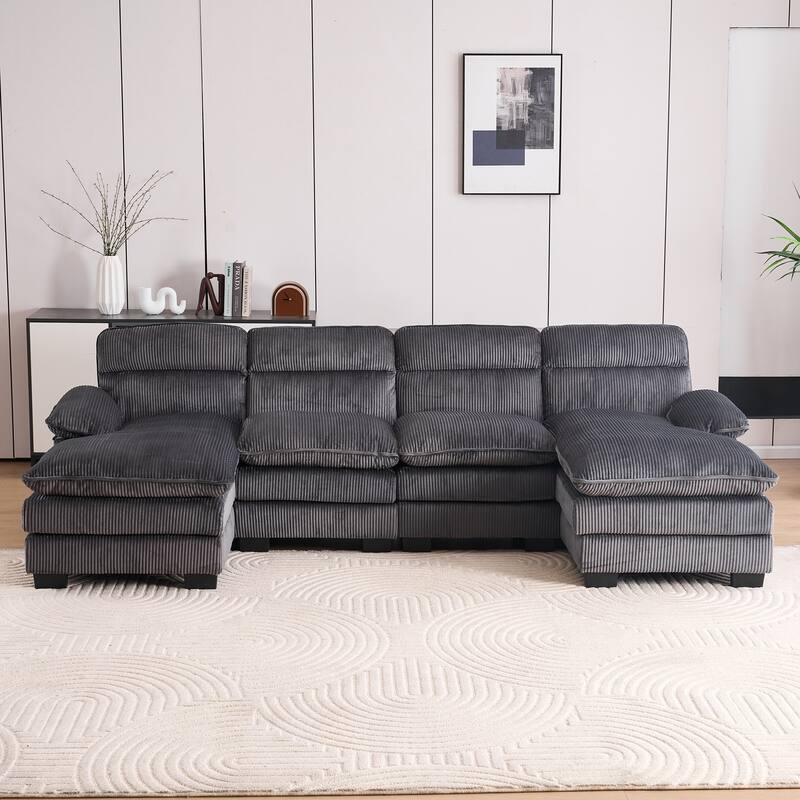 111.8" U-shaped profile sofa, including two single seats and two chaise