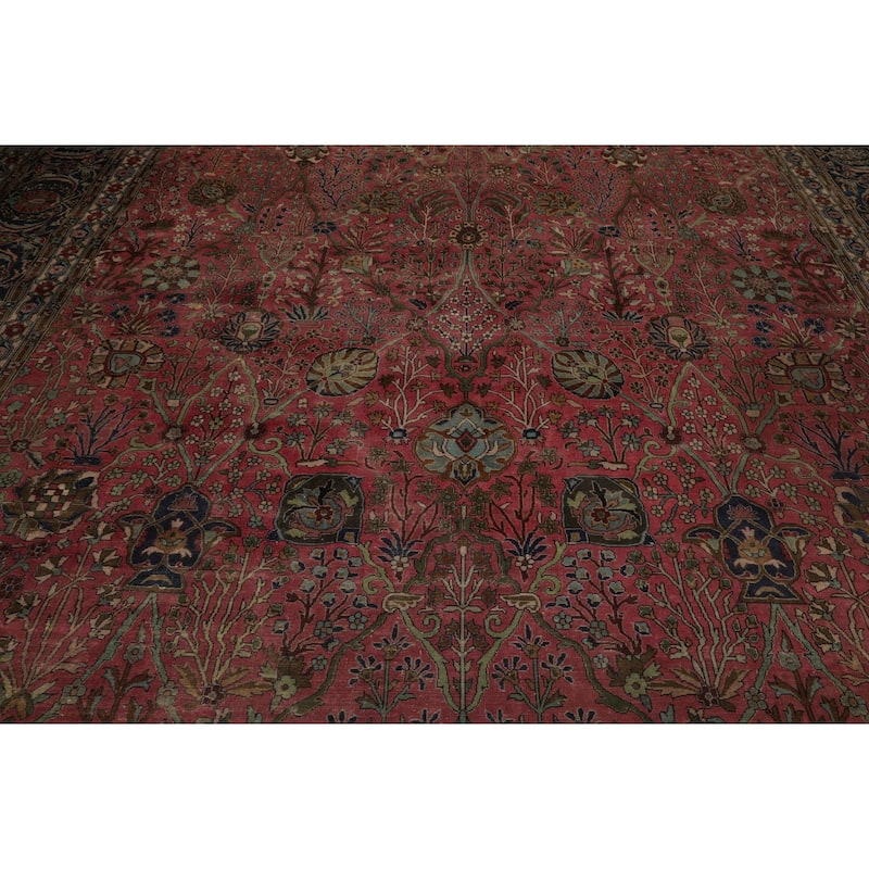 12x17'8'' Hand Knotted Wool Rose 300 KPSI Botanical Antique Sarouk Traditional Rug - 12' x 17' 8''