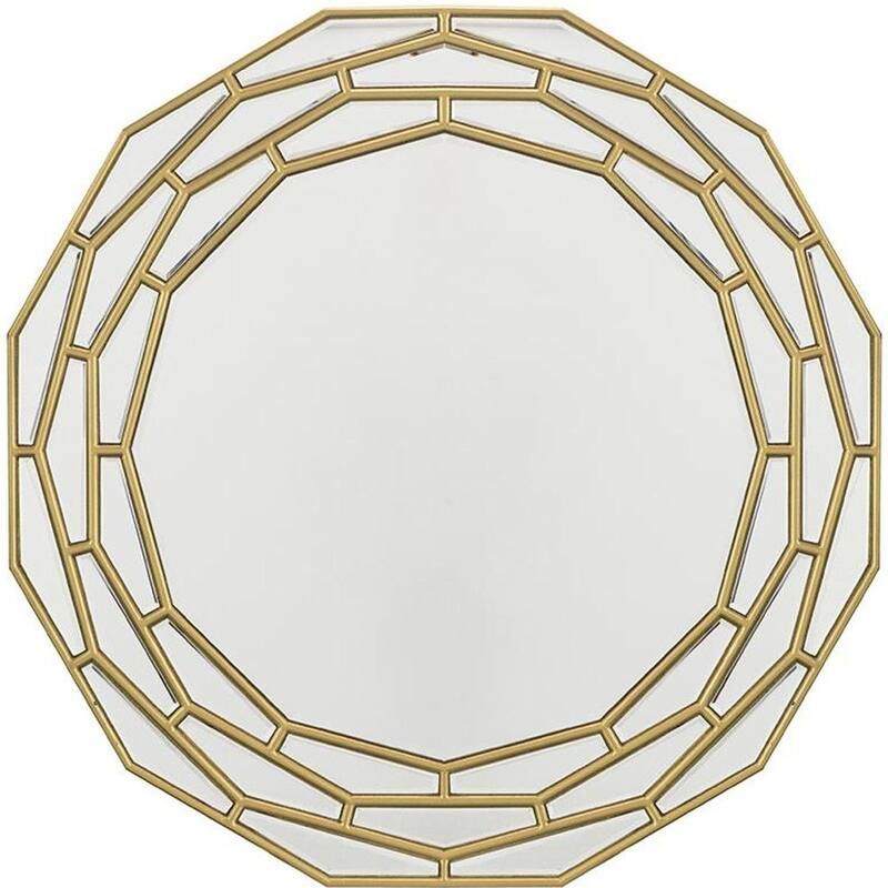HomeRoots 35" Gold Round Framed Accent Mirror - 35.4' X '35.4' X '0.7