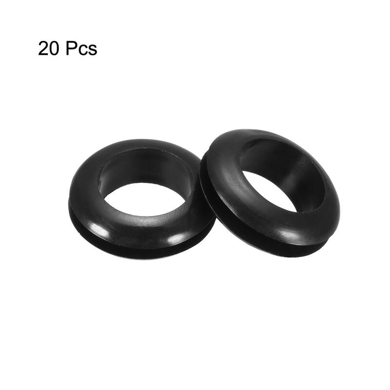 Rubber Grommets 12mm Dia. Wire Gasket Ring for Hole Plug Cable, Black 20 Pieces