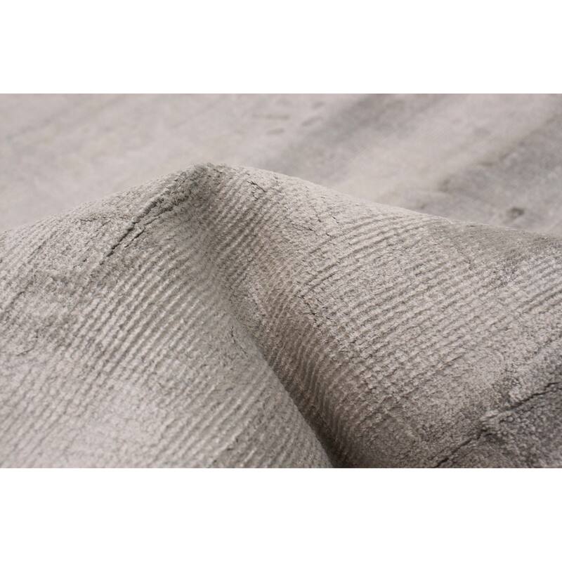 ECARPETGALLERY Hand Loomed Shimmer Grey Viscose Rug - 7'10 x 10'0