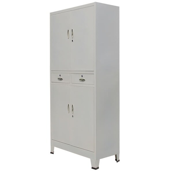 vidaXL Office Cabinet with 4 Doors Steel 35.4"x15.7"x70.9" Gray