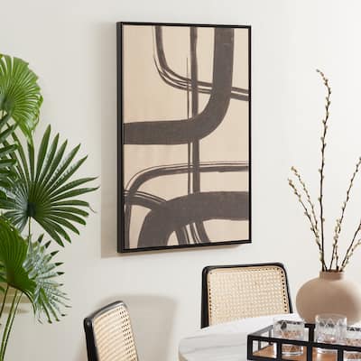 SAFAVIEH Meira Inky Freeway Hand Painting, 24 x 36, Framed Wall Art - Taupe/Brown