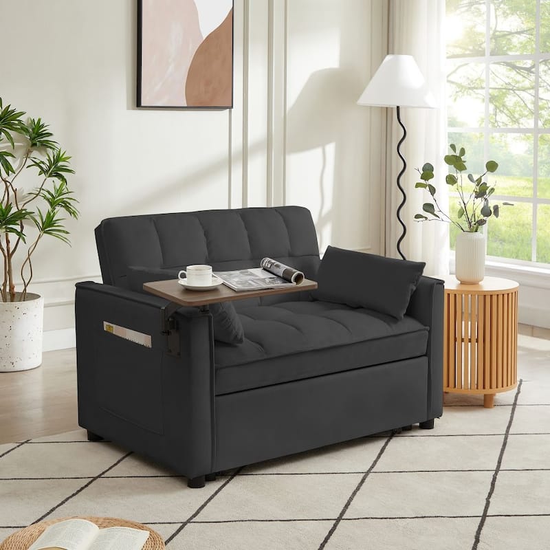 Velvet Loveseat Sofa Bed With 3 Adjustable Positions