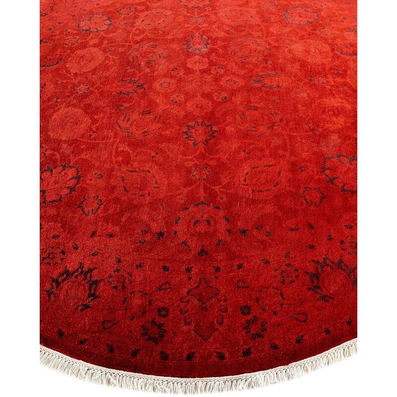 Fine Vibrance, One-of-a-Kind Hand-Knotted Area Rug - Orange, 6' 1" x 6' 1" - 6' 1" x 6' 1"