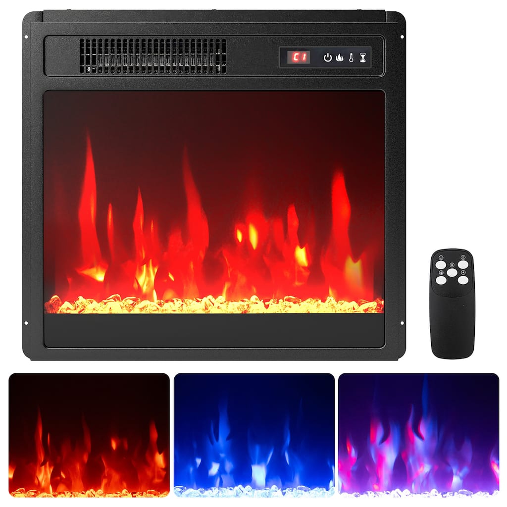 Gymax 18'' Electric Fireplace Insert w/Remote Control Adjustable Flame