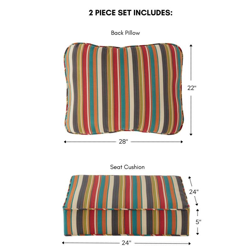 Outdoor 2-Piece Reversible Deep Seat Cushion Set (Cushions Only)