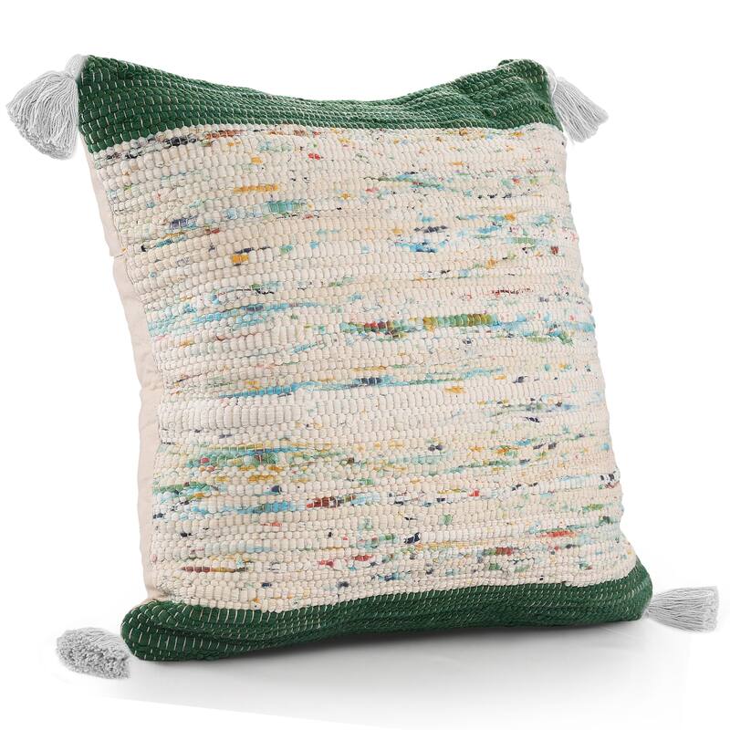 Sevita Handwoven Modern Abstract Cotton Throw Pillow, 20" x 20".