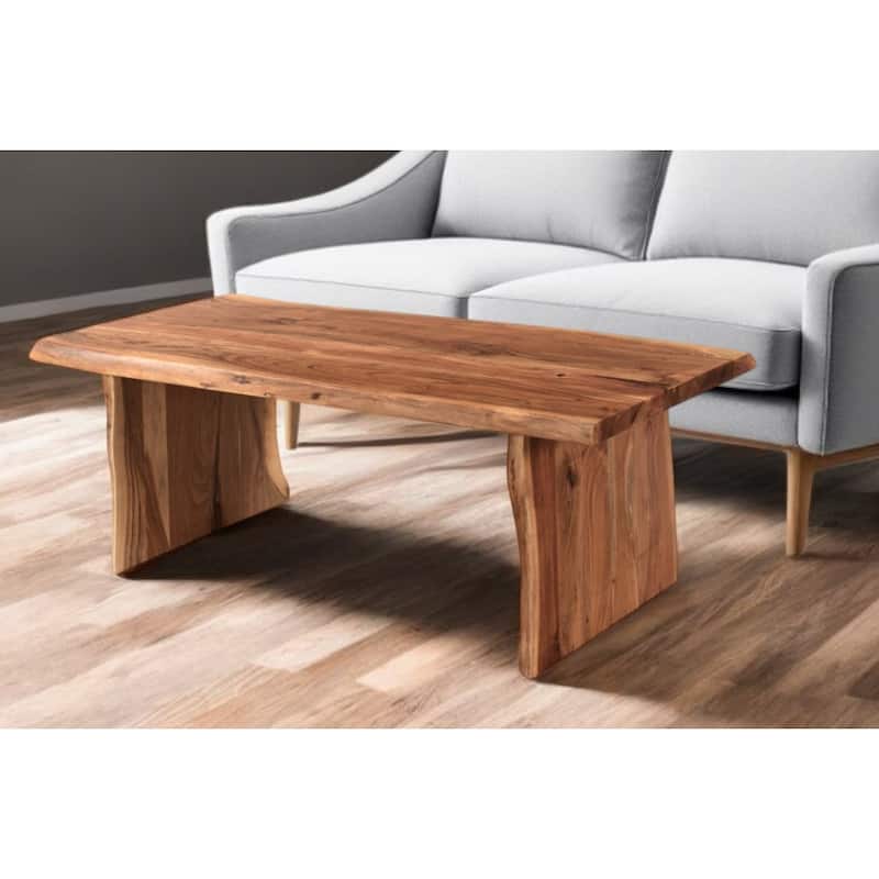 HomeRoots 51" Brown Solid Wood Sled Coffee Table - 51