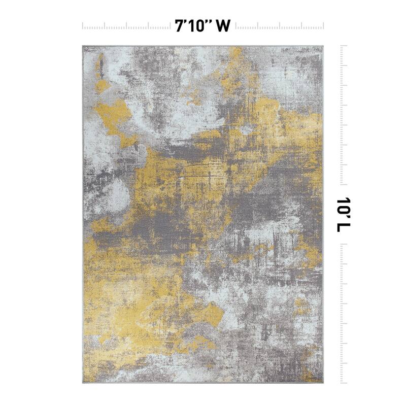Contemporary Distressed Abstract Non Slip Area Rug
