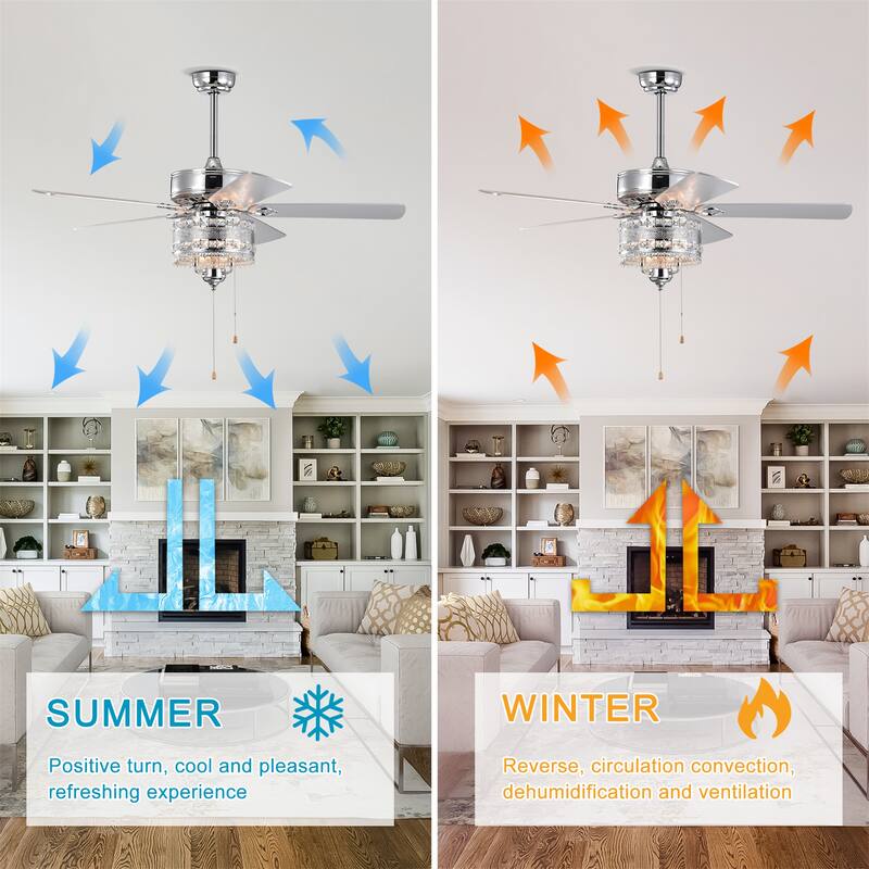 52'' Classical Crystal Ceiling Fan Lamp