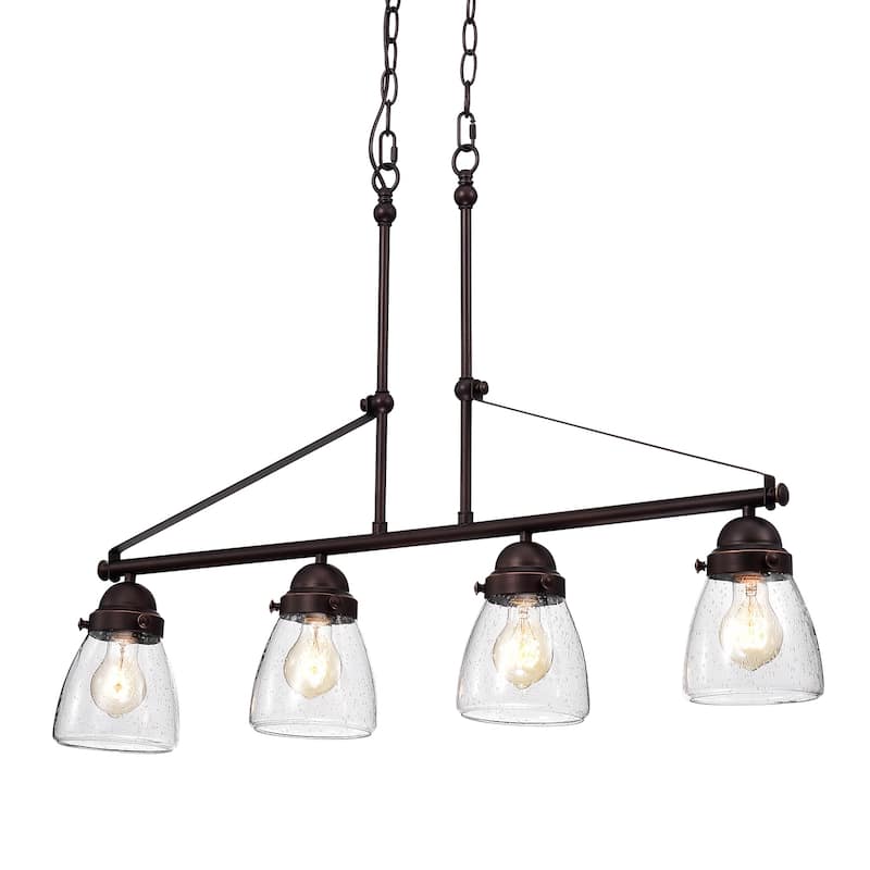 Oil Rubbed Bronze 4-Light Linear Island Lighting with Glass Shades - Oil Rubbed Bronze