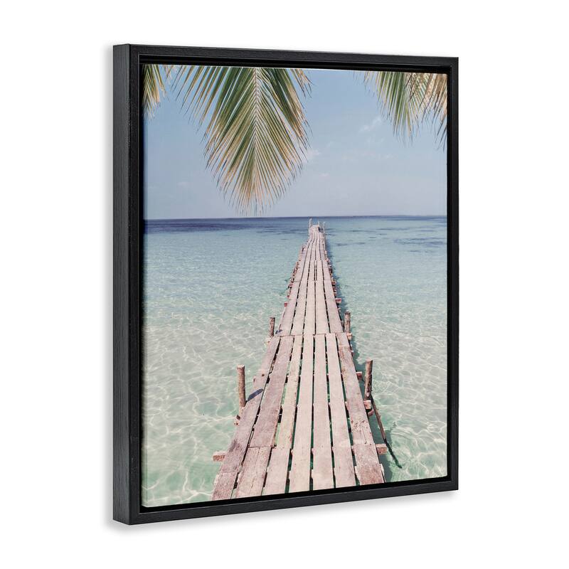 Stupell Tropical Dock on Beach Framed Floater Canvas Wall Art Design by Sisi and Seb