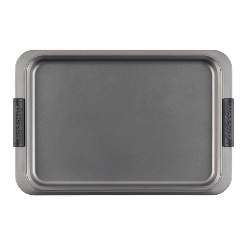 Anolon Advanced Bakeware Nonstick Cookie Sheet, 11-Inch x 17-Inch, Gray with Silicone Grips