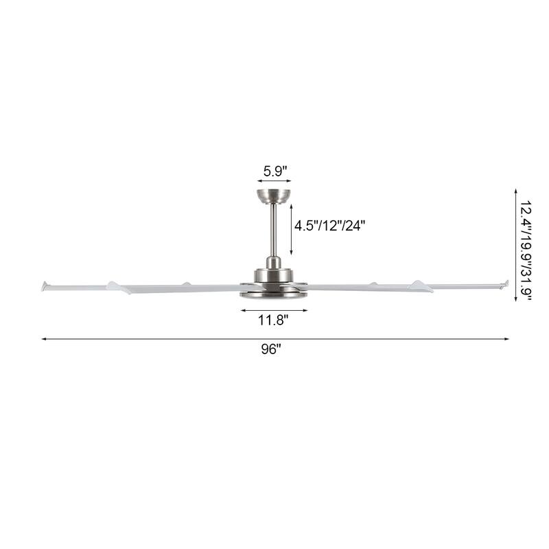 MLiAN 96 In. 6 Aluminium Blades Indoor Ceiling Fan with Light Kit and Remote - 96"