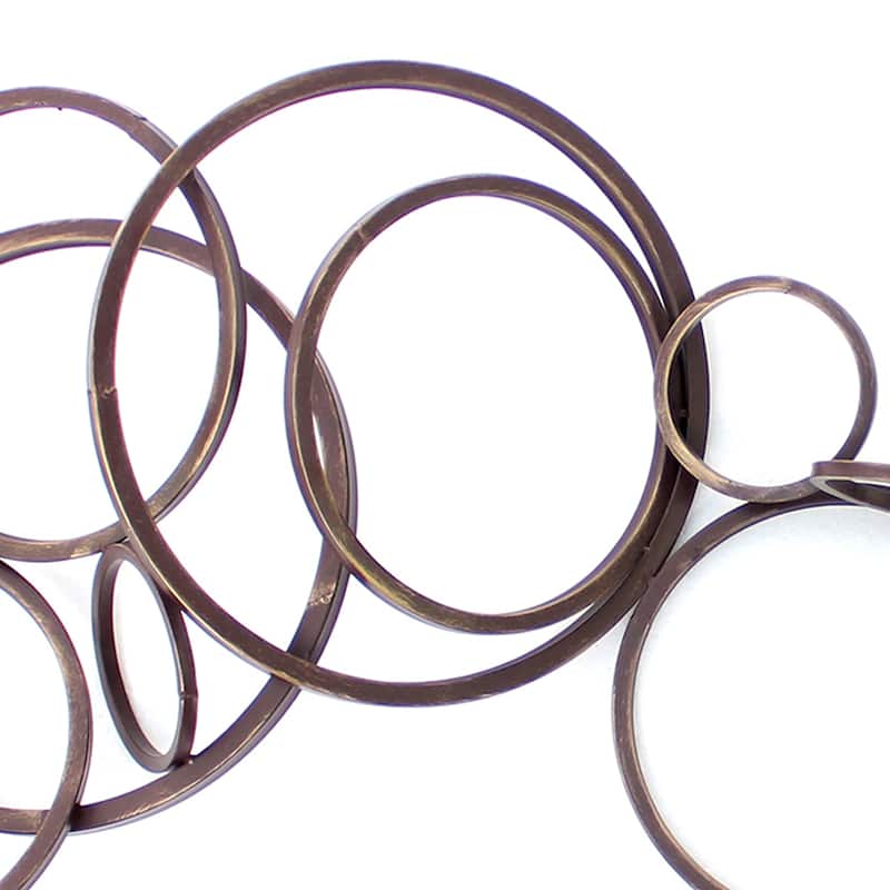 Industrial Style Metal Wall Decor with Multiple Circles, Bronze