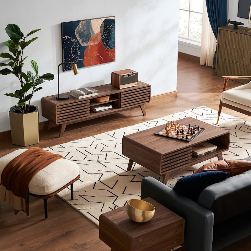 Mopio Ensley Mid-Century Modern Coffee Table with dual side storage, Centerpiece for your living room