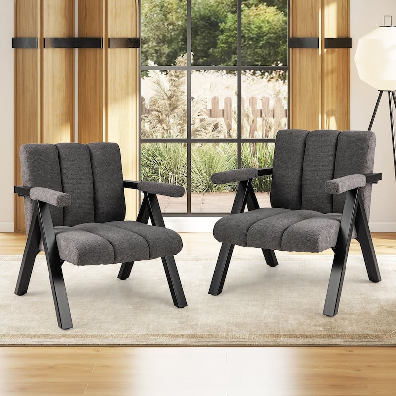 Metal Fabric Oversized Accent Chair with Tufted Cushion - 29.5" x 31" x 33"
