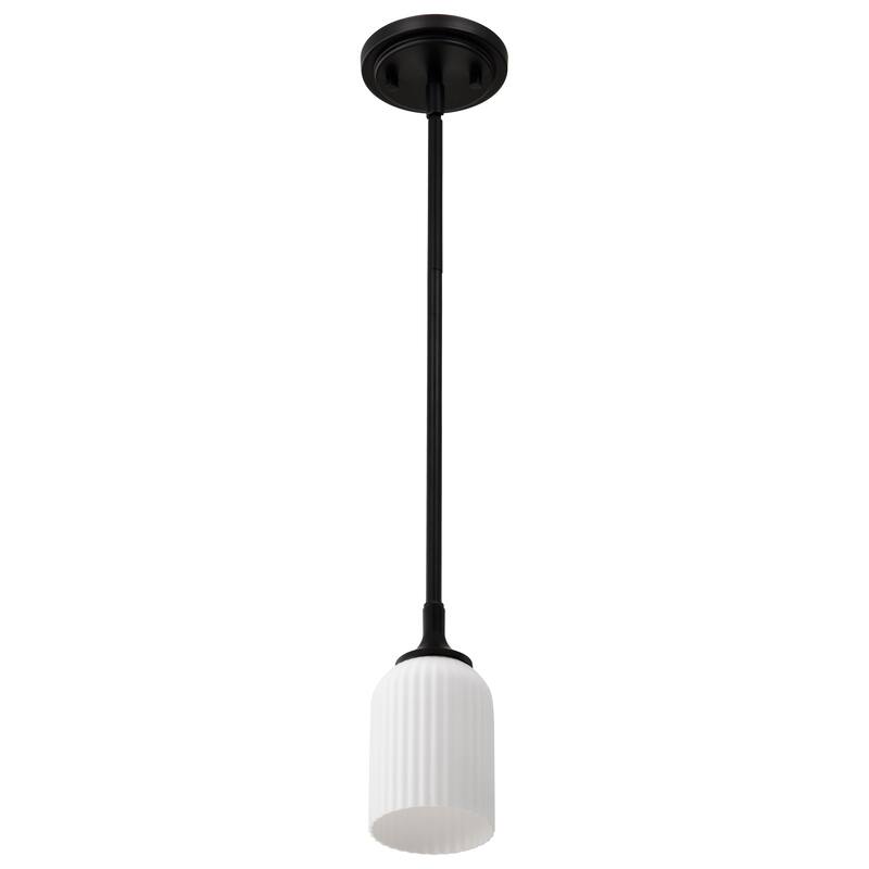 Solara Mini Pendant Matte Black Finish Frosted Ribbed Glass - Matte Black