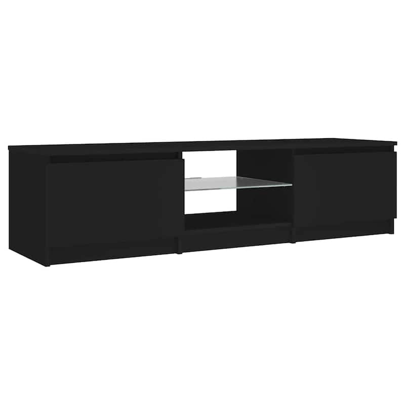 vidaXL TV Cabinet Black Engineered wood, tempered glass Medium