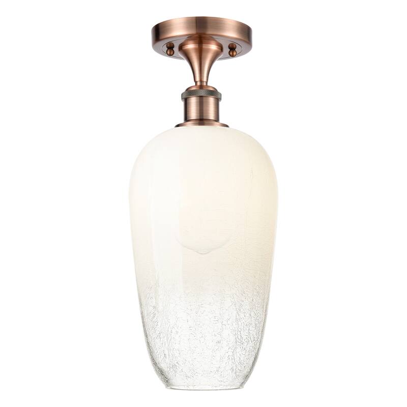 Innovations Lighting Endless Possibilities Ballston - Brookhaven Flute - 1 Light 7" Semi-Flush Mount - Antique Copper/Opal