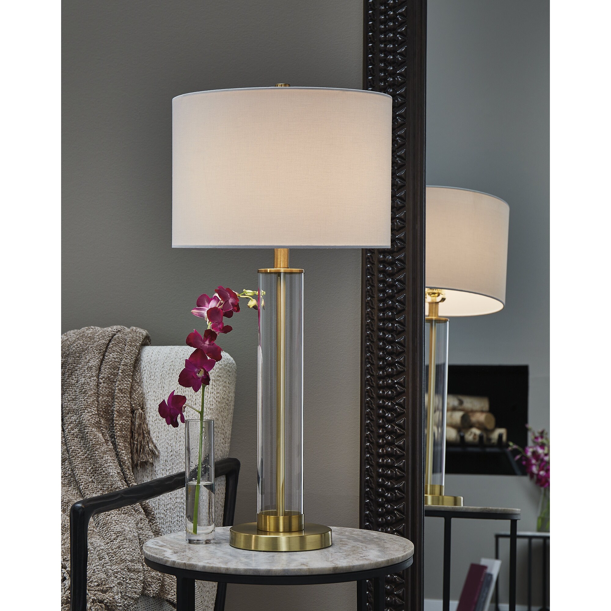 Brass table lamp set hot sale