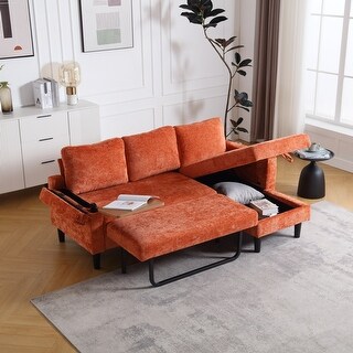 Modern Reversible Sleeper Sectional Sofa with Storage Chaise - Bed Bath ...