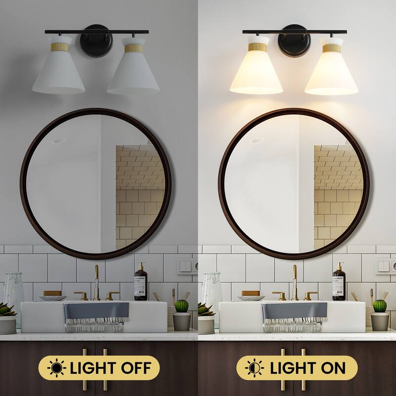 Dimmable Bathroom Vanity Light with Glass Shade