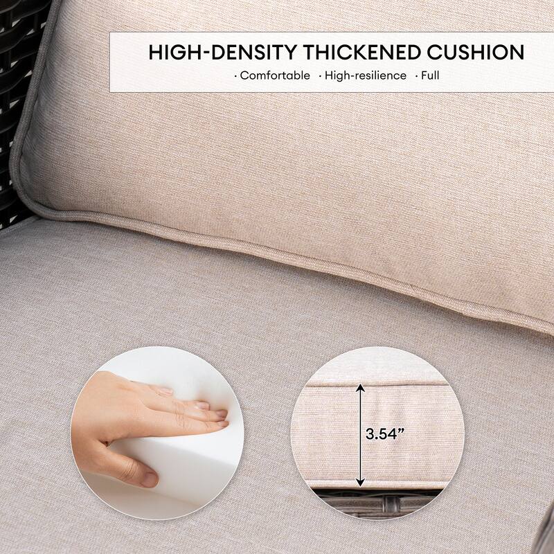 OVIOS 9-piece Patio Wicker Swivel Chair Set With 30" Fire Pit