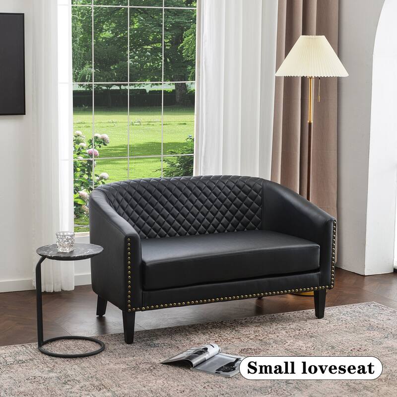 KINWELL 3-Piece PU Living Room Sets 1 Loveseat 2 Swivel Chairs
