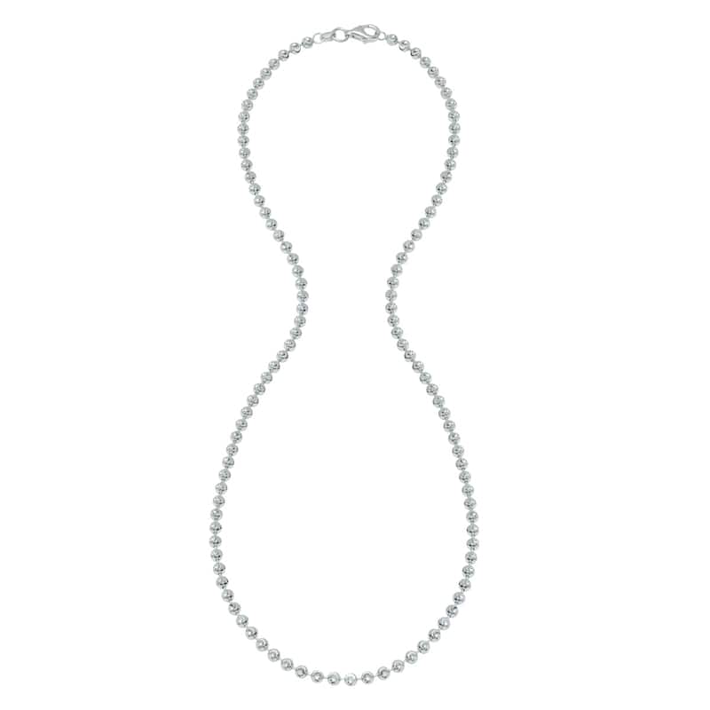 Marquee Jewels Sterling Silver 3MM Moon-Cut Bead Chain with Lobster Clasp - 18 Inch