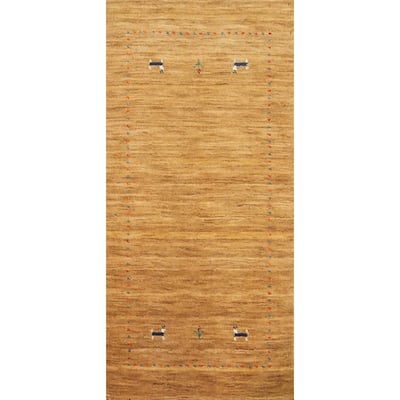 Hand Knotted Oriental 100% Wool Carpet Tribal Animal Pictorial Yellow & Gold Gabbeh Area Rug - 4' 0'' X 2' 0''