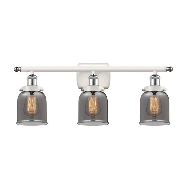 Innovations Lighting 916-3W-12-26 Bell Vanity Bell 3 Light 26" Wide - White and Polished Chrome / Plated Smoke