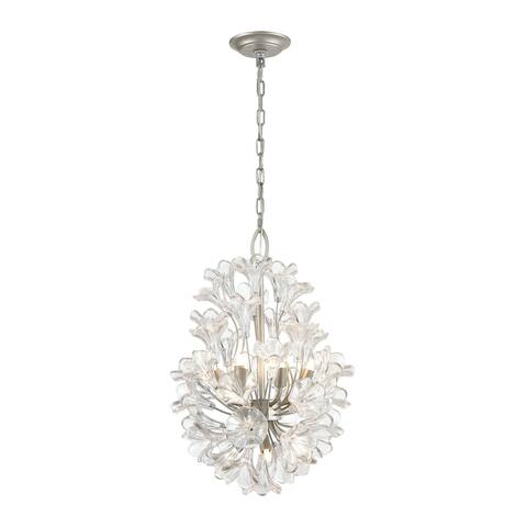 Celene 9-Light chandelier in Aged Silver