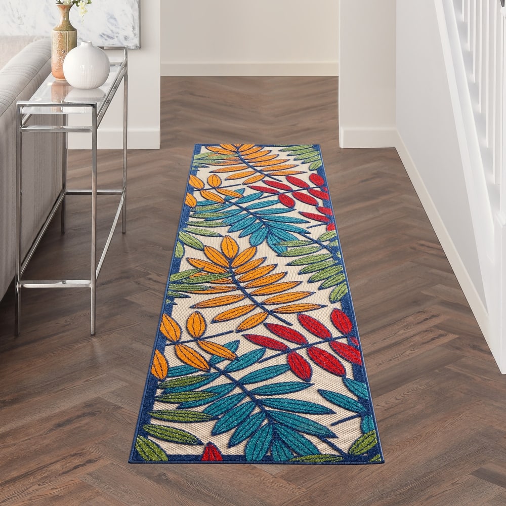 Nourison Aloha Leaf Print Vibrant Indoor/Outdoor Area Rug