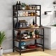 preview thumbnail 1 of 20, 5-Tier Kitchen Bakers Rack Utility Storage Shelf Microwave Oven Stand, Industrial Microwave Cart Kitchen Stand with Hutch Brown