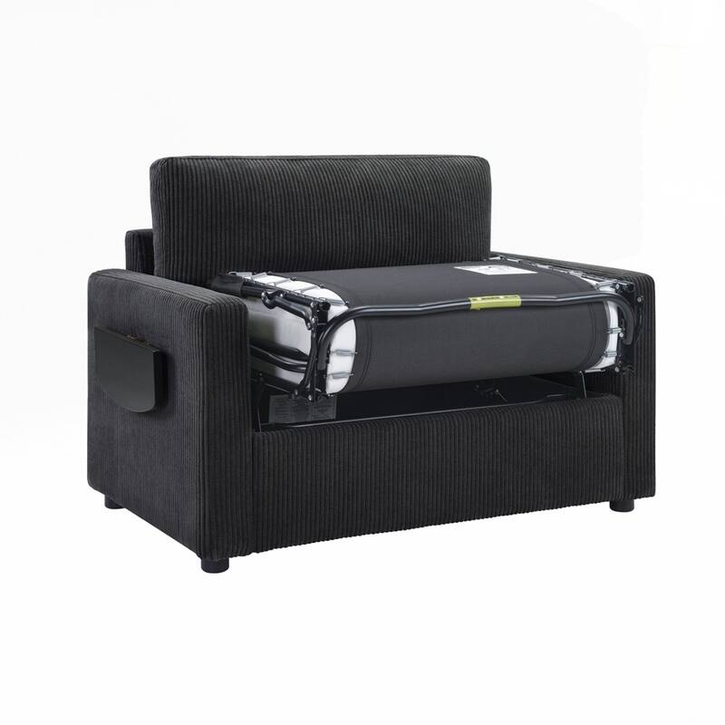 Sleeper Sofa Loveseat Sofa with a Foldable Mattress and Storage Pocket and Two USB Ports - 2 Seat