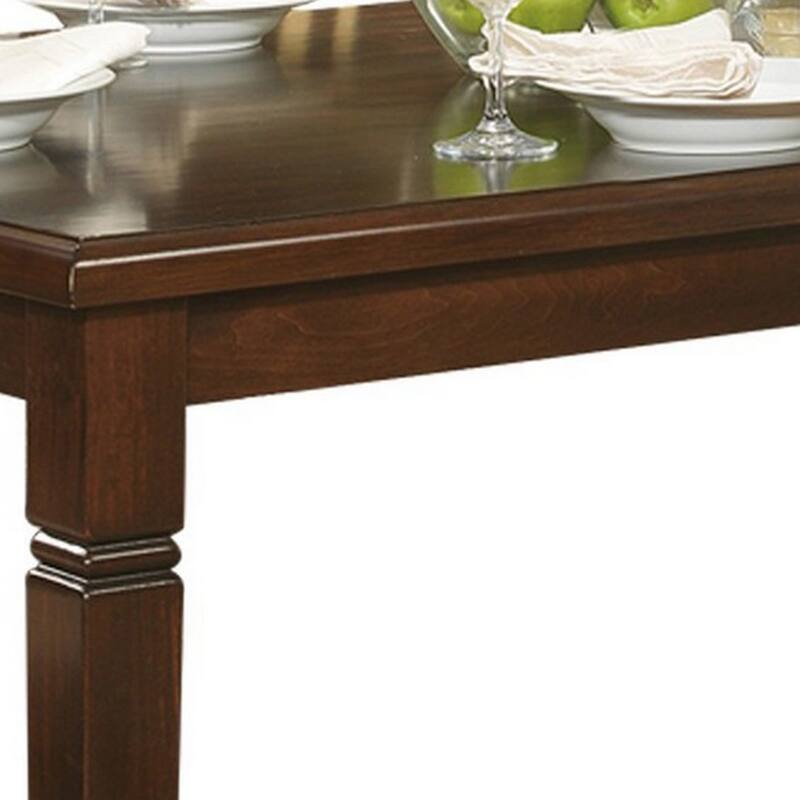 Rectangular Shape Wooden Dining Table with Tapered Legs, Oak Brown