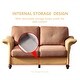preview thumbnail 6 of 7, Linen Fabric Faux Leather Loveseat with Wood Leg for Living Room