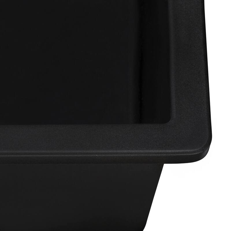 Ruvati 32-inch Undermount Workstation Granite Composite Quartz Kitchen Sink 50/50 Double Bowl - Midnight Black - RVG2343BK