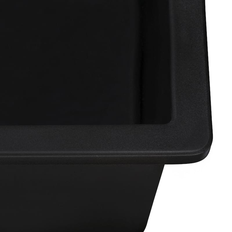 Ruvati 33 x 22 inch epiGranite Drop-in Topmount Granite Composite Quartz Double Bowl Kitchen Sink - Midnight Black - RVG1347BK